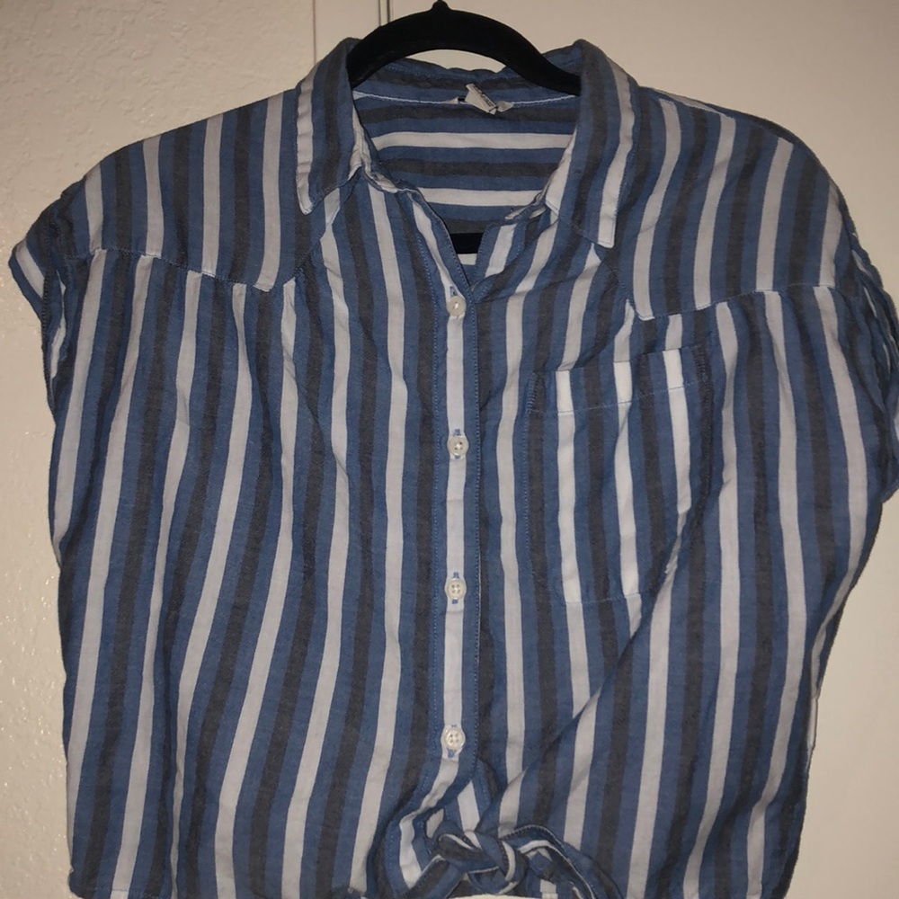 nautical striped short sleeve tie top